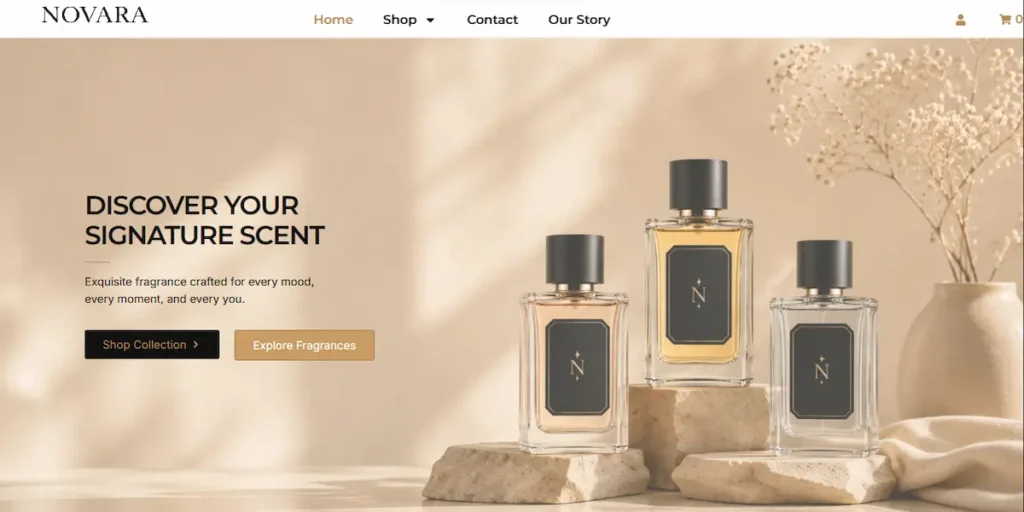 Small business e-commerce website design – Novara Fragrance